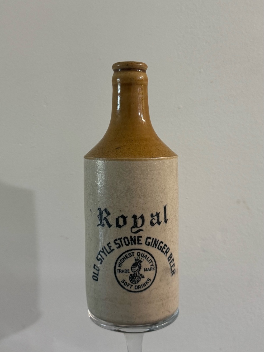 Antique Royal Old Style Stoneware Ginger Beer Bottle Salt Glaze Vintage 1800s